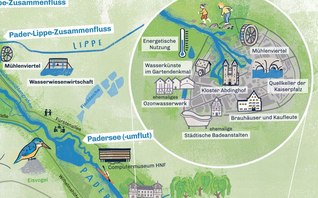 Illustrierte Landkarte Fluss Pader