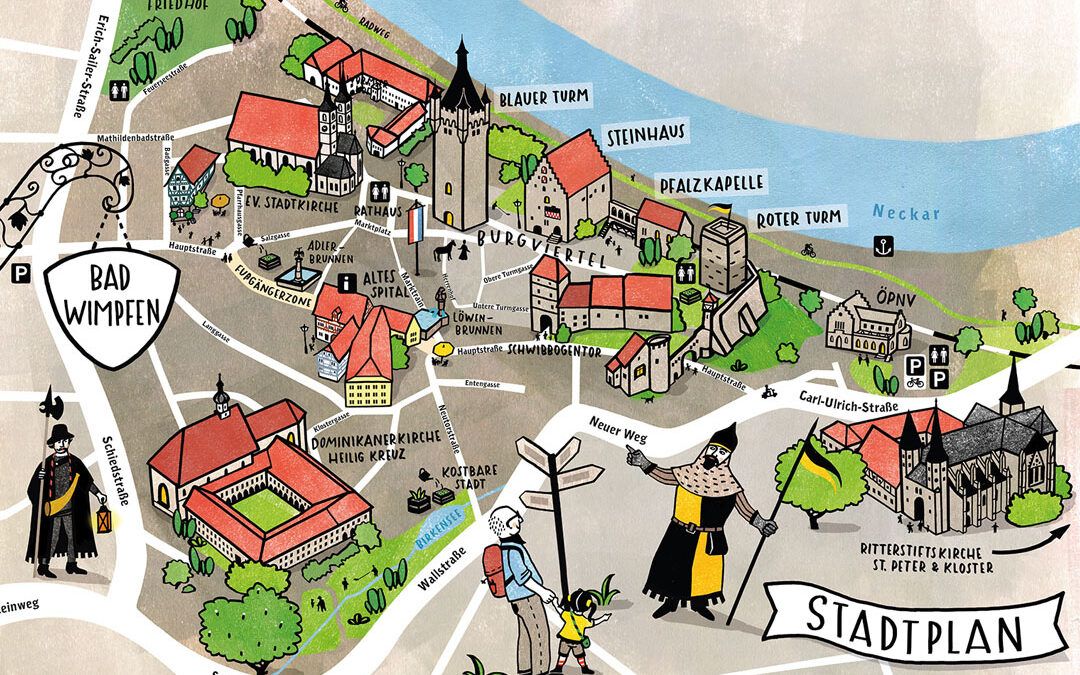 Illustrierter Stadtplan Bad Wimpfen