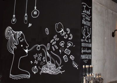 Wand Illustration mit Kreide