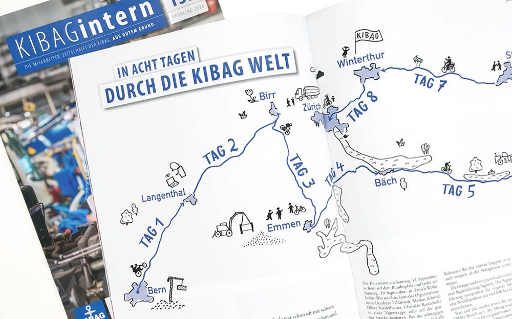 Mitarbeiter Zeitschrift mit Illustration.